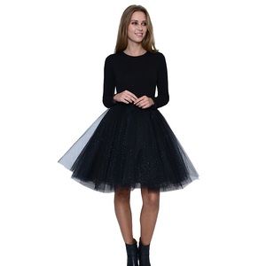 Jones & Jones Tutu MIDI Dress Black Sparkle Small Medium